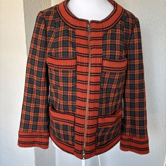 Anthropologie - Plenty By Tracy Reese Plaid  Sweater With Pockets Size 8 - Picture 2 of 12